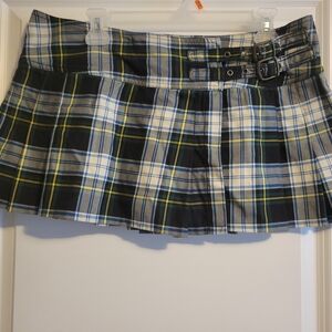 Denim & Supply Ralph Lauren Green Blue Pleated Skater Skirt